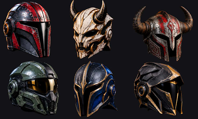3d print, paint and weather custom masks, helmets and cosplay props for cosplay