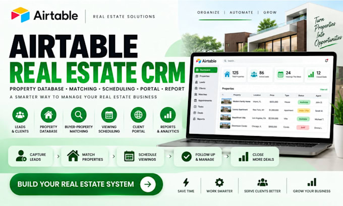 build airtable real estate CRM property database matching scheduling portal