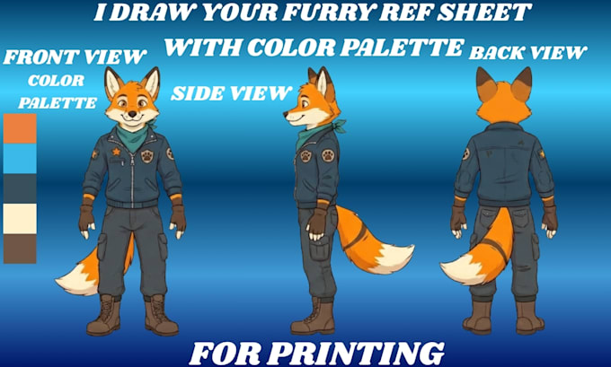 draw custom furry art protogen fursona anthro character ref sheet