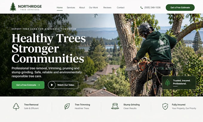 build squarespace arborist website tree service site tree removal trimm website