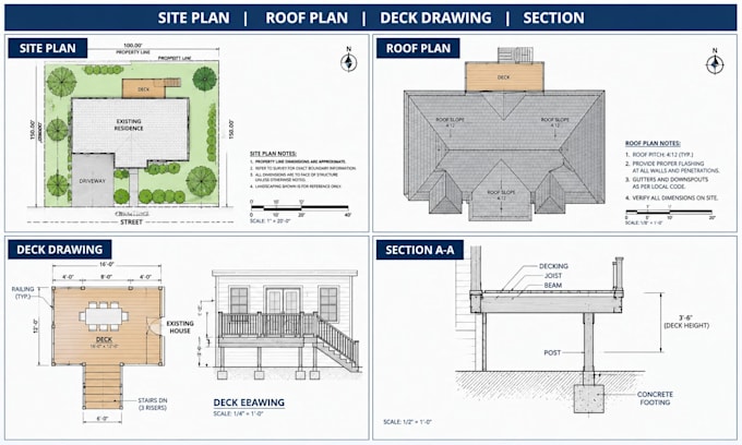 create deck permit drawings, deck plans and city permit blueprints