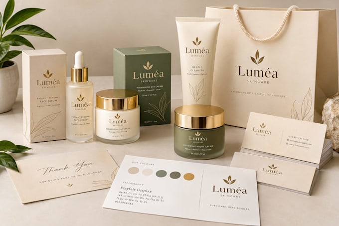 design a complete brand identity with packaging and stationery kit