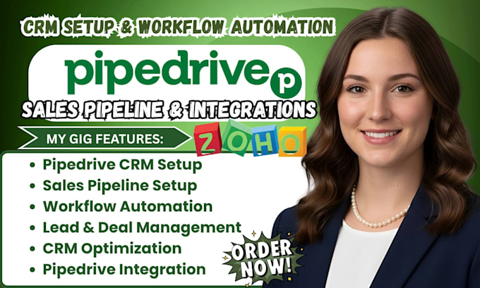 setup and optimize pipedrive CRM, sales pipeline and pipedrive automation