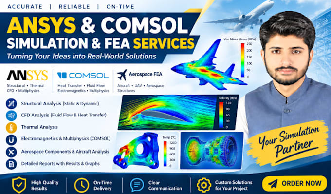 aircraft cfd aerospace fea using ansys, comsol and abaqus