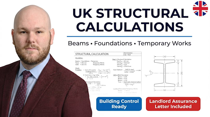 provide UK structural calculations for beams, foundations, and propping beams