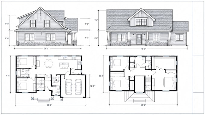 draft permit drawings for construction, architectural house plans, 2d floor plan