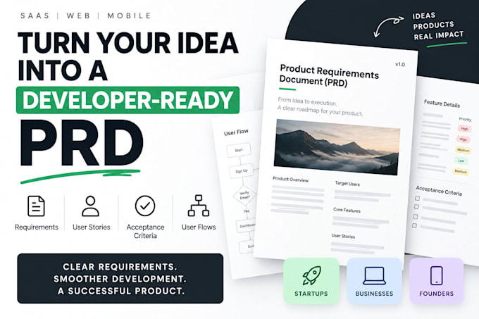 create a professional prd for your ai saas, website or mobile app