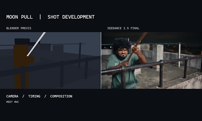 create blender previs to ai cinematic video shots