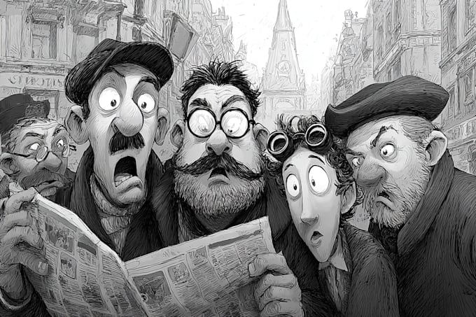 illustrate bold editorial satire artwork