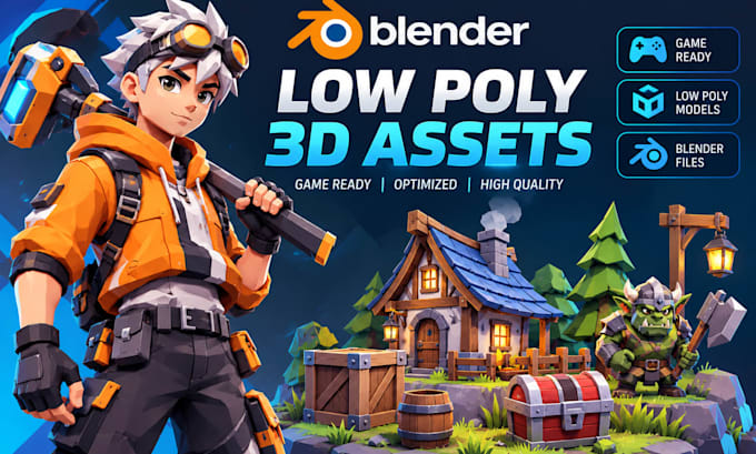 model low poly game ready 3d assets in blender