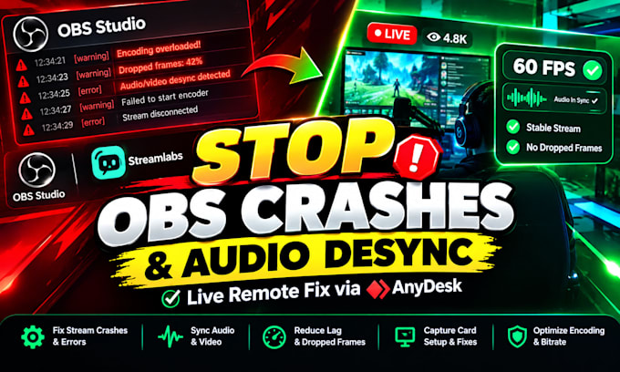 fix your obs audio desync stream crashes and lag drops