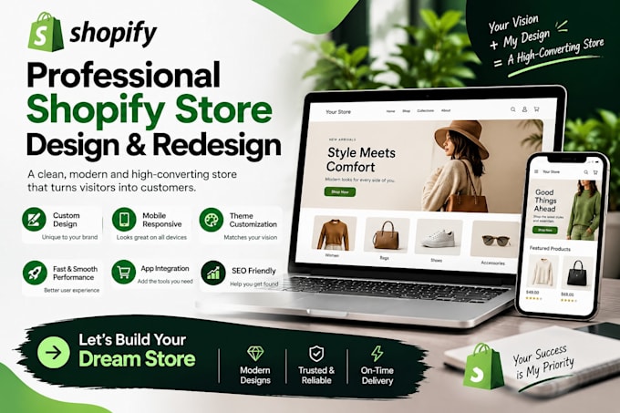 design or redesign your shopify store website