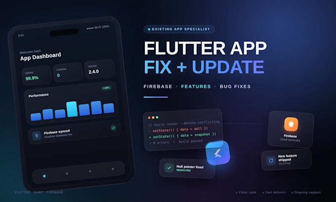 fix, update and add features to your flutter firebase app