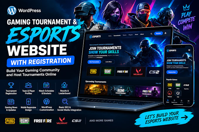 create a gaming tournament website