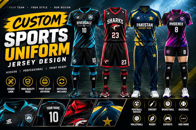 design custom sports uniform, jersey and team kit