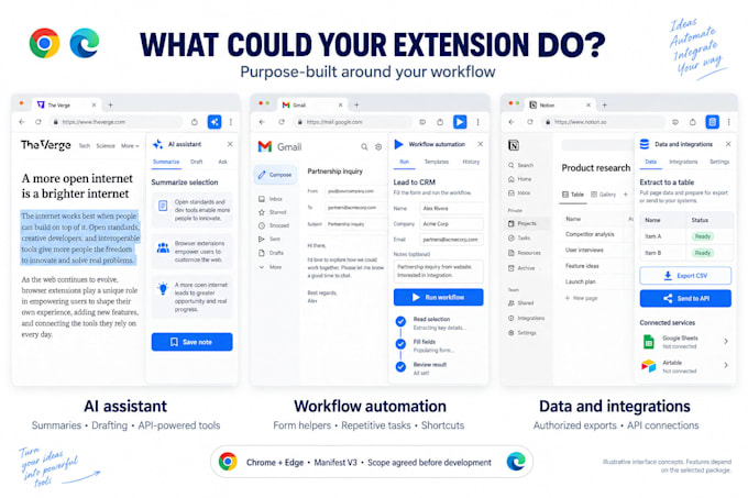 develop chrome and edge extensions with ai and browser automation