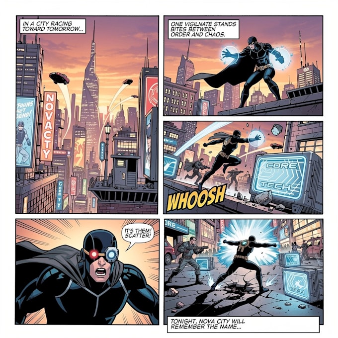 draw comic book in any style based on your script