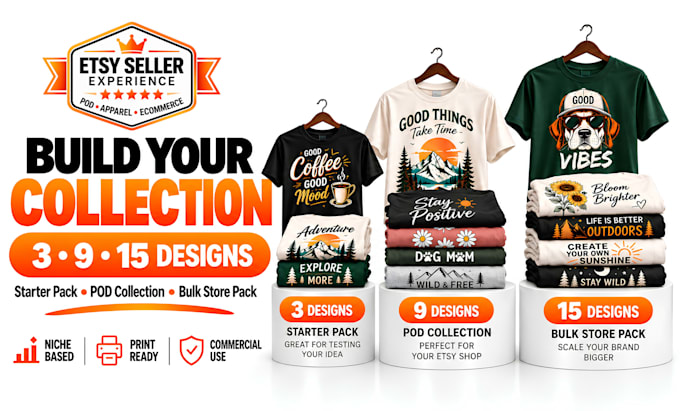 create bulk tshirt designs for etsy pod