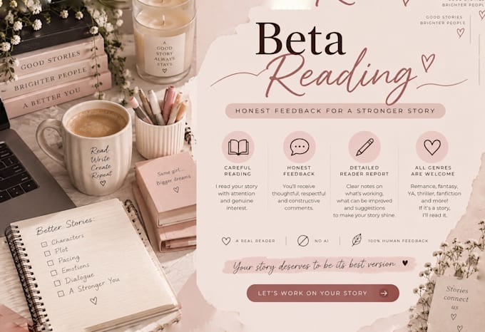 beta read and critically review your manuscript with honest feedback