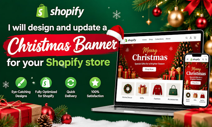 design and update a christmas banner for your shopify store