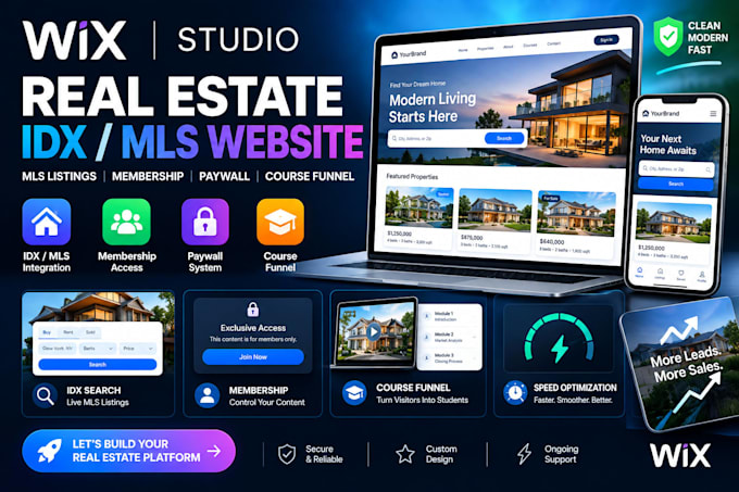 build wix real estate idx mls setup membership site paywall course funnel