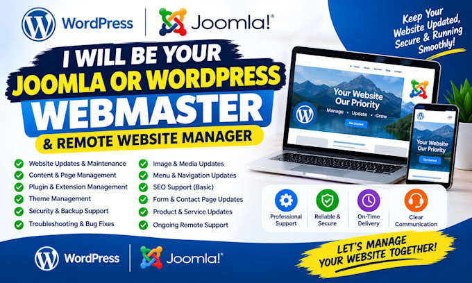 be your joomla or wordpress webmaster remote website manager