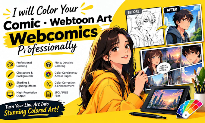 color your comic webtoon art webcomics professionally