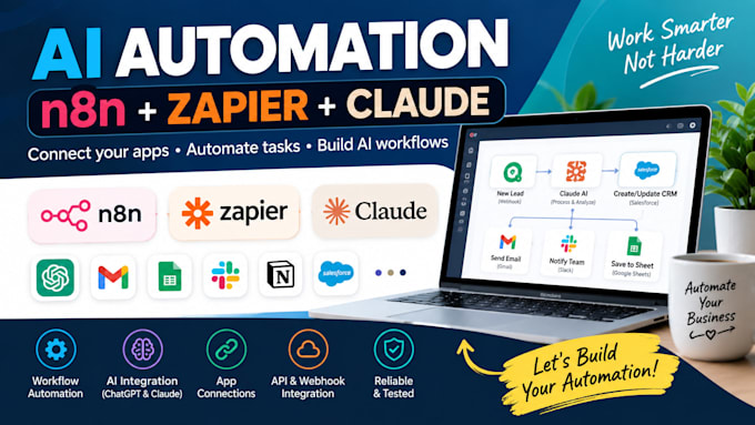 build ai automation workflow with n8n, zapier and claude