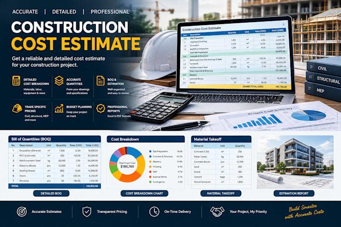 provide construction planning, boq, construction estimation, building takeoff