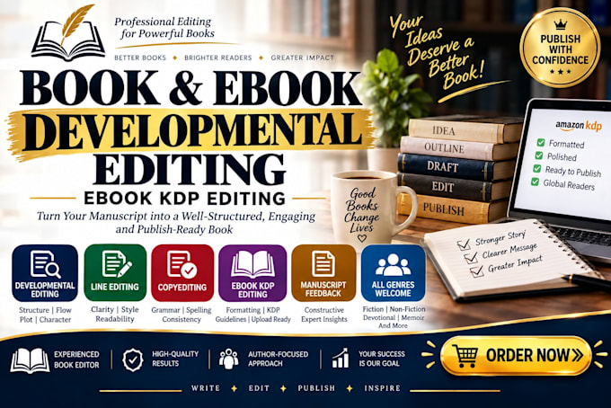 do book editing, proofread amazon kdp developmental edit your ebook