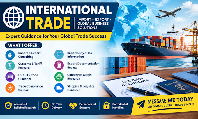 provide expert international trade import export consulting