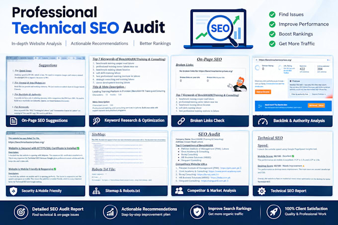 deliver an technical SEO audit and competitor analysis