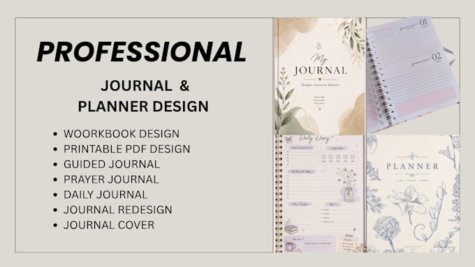 design kdp journal cover and interior, custom planner for low content