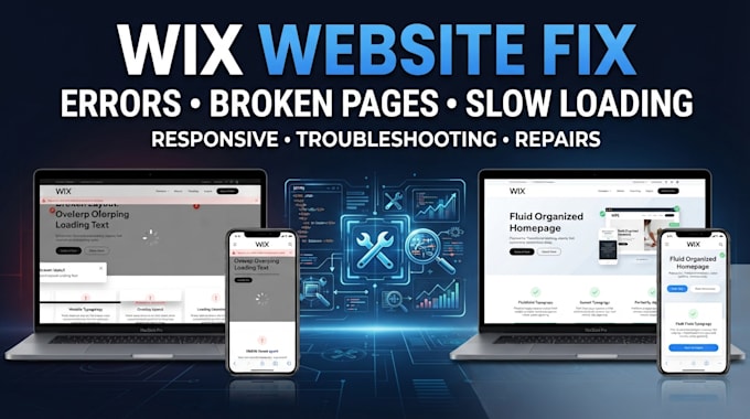 fix broken wix pages, website errors and responsive mobile layouts, site loading