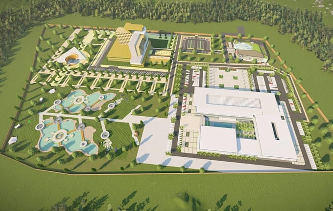 render 2d site plan, lot subdivision, plot illustration,recreational site layout