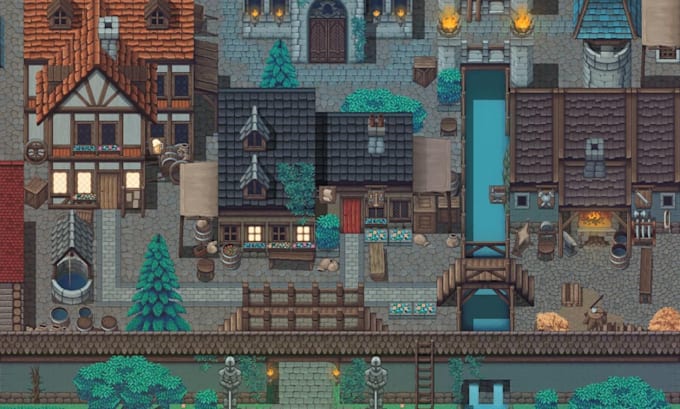 create pixel art tileset pixel environment game assets top down game environment