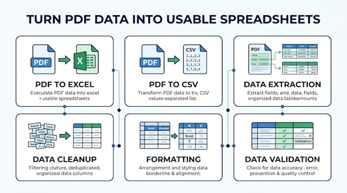 convert PDF data to excel, CSV or editable spreadsheets