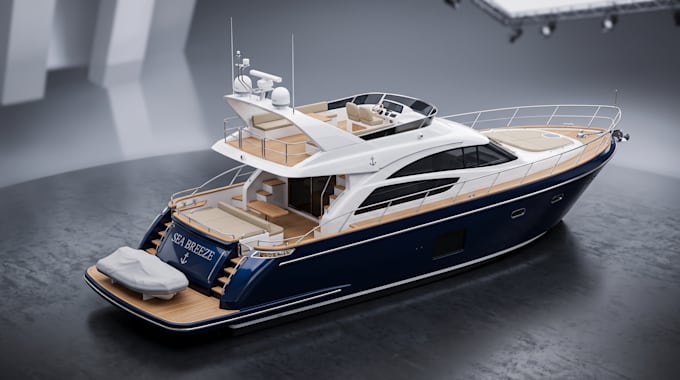 do realistic 3d boat model, 3d yacht design, ship model, 3d printing, 3d renders
