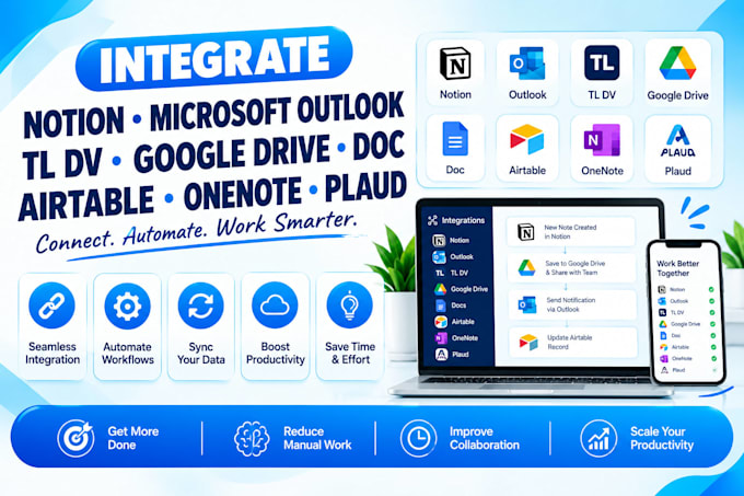 integrate notion microsoft outlook tl dv google drive doc airtable onenote plaud