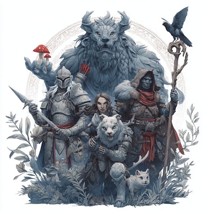 design an your dnd group party illustration