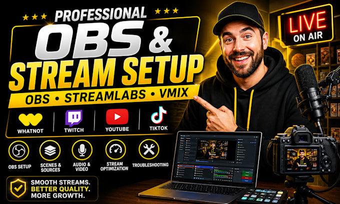 setup or troubleshoot obs, stream labs and vmax for live steam