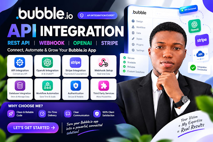 build bubble io api integration rest api webhook openai stripe automation
