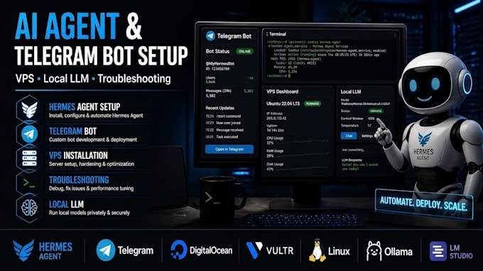 hermes agent setup telegram bot vps installation vormac local llm