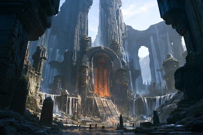 draw detailed fantasy forest or castle background
