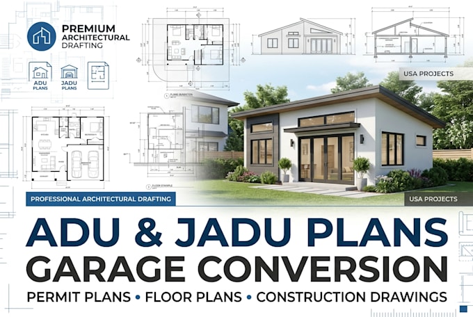 design adu jadu garage conversion permit and architectural plans
