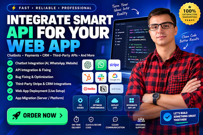 build saas web app fix ai web app API integration and custom web application