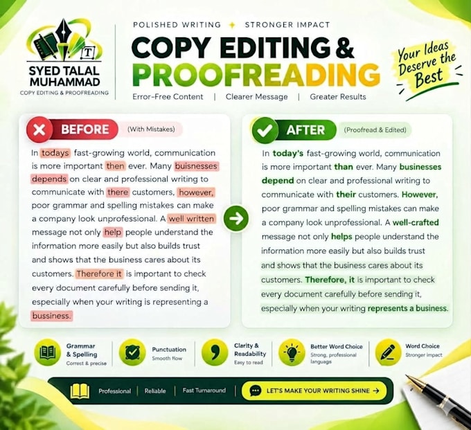 refine your work and do professional copy editing