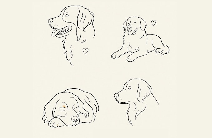 draw custom pet portrait in line art vector illustration