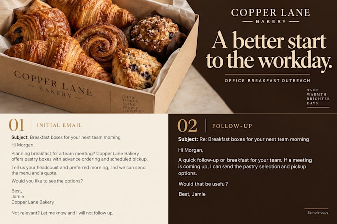 write b2b cold email sequences and follow up copy