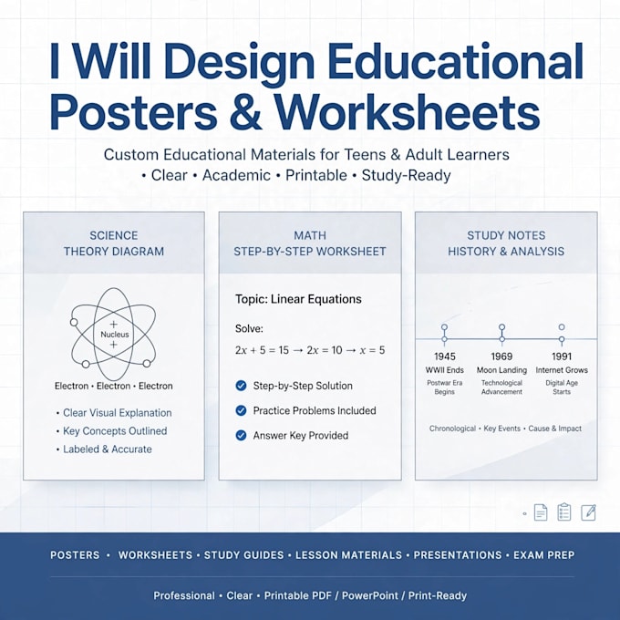 design schools wall posters andeucational thumbnails in 24hours